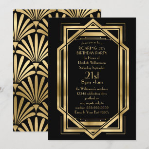 Tijdens een bruisend zwart en goud Art Deco verjaa Kaart