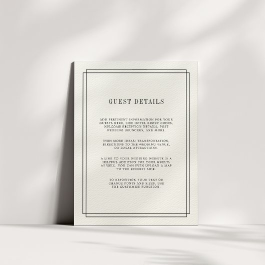 Tijdig | Ecru Wedding Guest Details Kaart