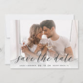 Tijdige kalligrafie | Horizontale foto Save The Date (Voorkant)