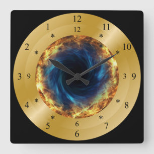 Tijdklok machine ~ Fiery Black Hole ~ * ~ Vierkante Klok