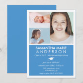 Tijdlijn 3 Uitnodiging foto-Afstuderen - Blauw (Voorkant / Achterkant)