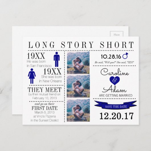 Tijdlijn Opslaan Datum Post Card Aankondigingskaart (Voorkant / Achterkant)