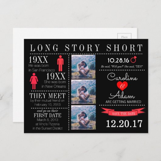 Tijdlijn Opslaan Datum Post Card Aankondigingskaart (Voorkant / Achterkant)