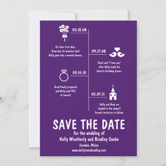 Tijdlijn relatie Opslaan Datum Save The Date (Voorkant)