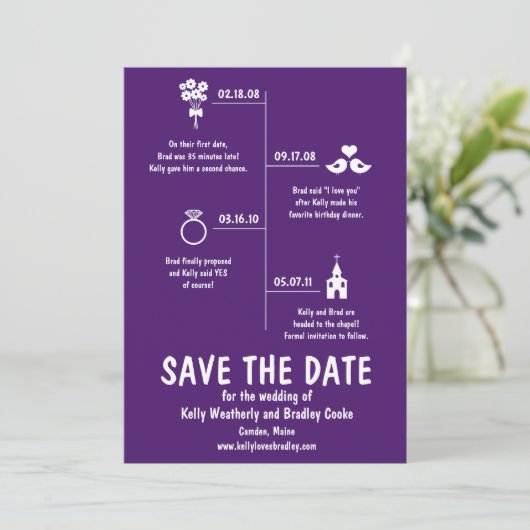 Tijdlijn relatie Opslaan Datum Save The Date (Staand voorkant)
