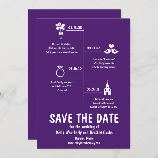 Tijdlijn relatie Opslaan Datum Save The Date (Voorkant / Achterkant)