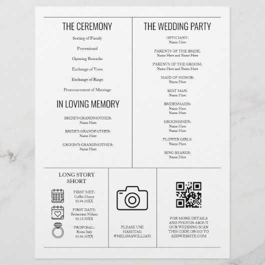 Tijdlijn van het huwelijksprogramma van de krant (Achterkant)