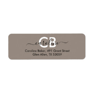 Tijdloos - beige grijs monogram adreslabel etiket