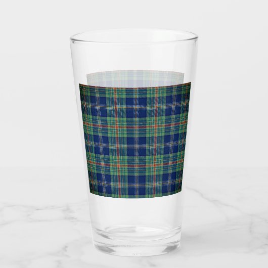 Tijdloos blauw en groen Tartan Monogram | Glas (Achterkant)