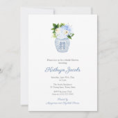 Tijdloos blauw en wit gember potje Vrijgezellenfee Kaart (Voorkant)