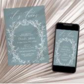 Tijdloos Bloemen Blauw Tweeling Baby shower Kaart