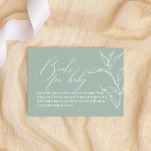 Tijdloos Bloemen Groene Boeken Baby shower Notitiekaartje
