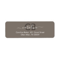 Tijdloos - bruin beige monogram adreslabel