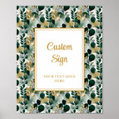 Tijdloos Deep Green Gold Greenery Custom Sign Poster (Voorkant)