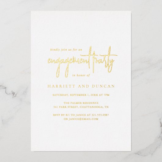 Tijdloos Elegant Engagement Party Folie Uitnodiging (Voorkant)