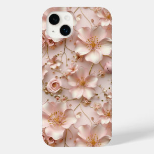Tijdloos Elegant Zacht Roze Bloempatroon Case-Mate iPhone 14 Plus Hoesje