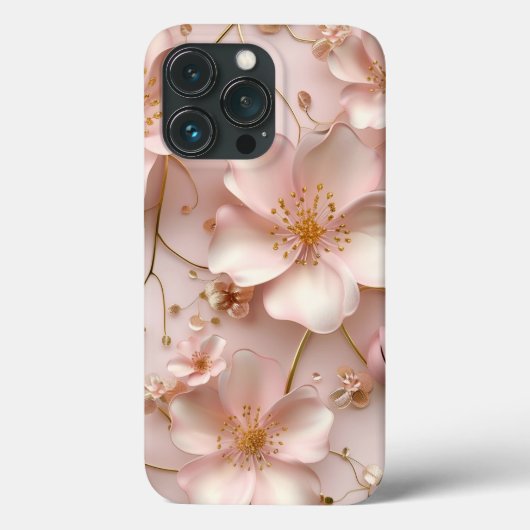 Tijdloos Elegant Zacht Roze Bloempatroon Case-Mate iPhone Case (Achterkant)