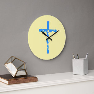 Tijdloos geloof: muurklok met Jezus Cross Print Grote Klok