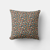 Tijdloos geometrisch patroon in turquoise en oranj kussen (Voorkant)