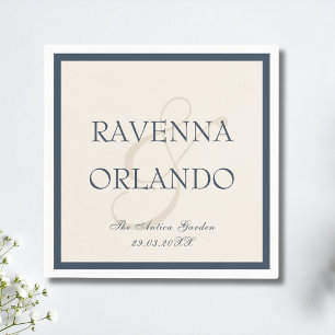 Tijdloos Glamour Huwelijk in Navy Blauw Ivoor Oud Servet