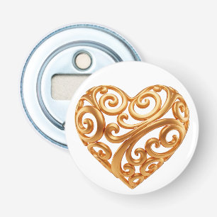 Tijdloos Gouden Hart Symbool van Liefde Button Flesopener