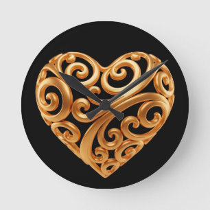 Tijdloos Gouden Hart Symbool van Liefde Ronde Klok