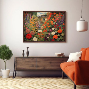 Tijdloos  huisje olieverfschilderij poster