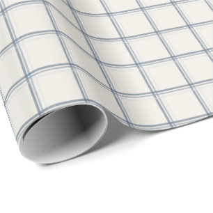 Tijdloos leisteenblauw ruitpatroon cadeaupapier