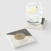 Tijdloos marmer monogram stenen Onderzetter (Zijkant)