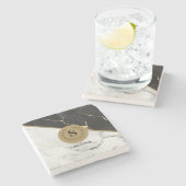 Tijdloos marmer monogram stenen Onderzetter (Zijkant)