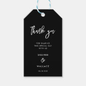 Tijdloos modern zwart bruiloft cadeaulabel (Voorkant)