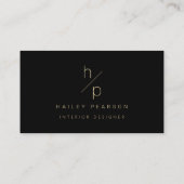 Tijdloos monogram: moderne elegantie in zwart en g visitekaartje (Achterkant)