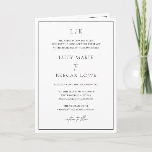 Tijdloos Monogram Zwart en Wit Elegante Trouw