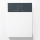 Tijdloos Navy Blue & Gold Initiaal Monogram Post-it® Notes