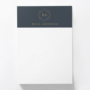 Tijdloos Navy Blue & Gold Initiaal Monogram Post-it® Notes