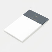Tijdloos Navy Blue & Gold Initiaal Monogram Post-it® Notes (Schuin)