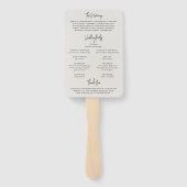 Tijdloos Neutraal Beige Elegant Trouwprogramma Handwaaier (Achterkant)