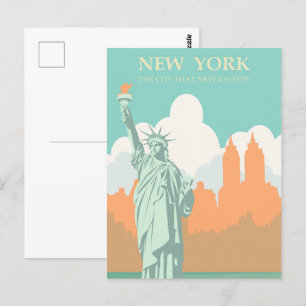 Tijdloos New York: Vrijheidsbeeld in de stad Briefkaart
