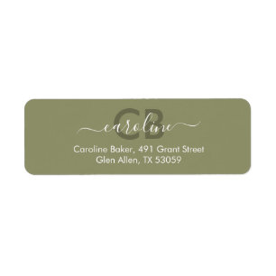 Tijdloos - Olive Monogram Adreslabel Etiket