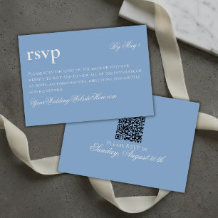 Tijdloos Oud Geld Blauw Trouwen QR RSVP Kaartje