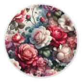 Tijdloos Roos Bloemencharme Keramische Knop (Voorkant)