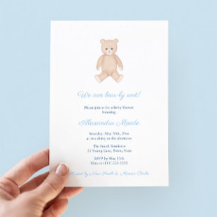 Tijdloos teddybeer Baby shower voor jongensfeest Kaart