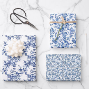 Tijdloos Toile Blue 3 Inpakpapier Vel