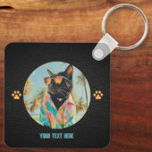 Tijdloos Tropical Cat Attitude Square Sleutelhanger (Achterkant)