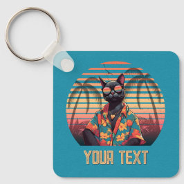 Tijdloos Tropical Cat Attitude Square Sleutelhanger