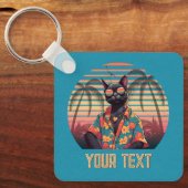 Tijdloos Tropical Cat Attitude Square Sleutelhanger (Voorkant)