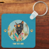 Tijdloos Tropical Cat Attitude Square Sleutelhanger (Achterkant)