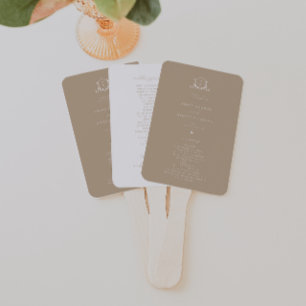 Tijdloos Vines Monogram Crest Biege Programma Handwaaier