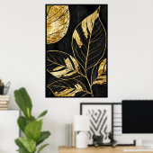 Tijdloos zwart en goudblad poster (Thuiskantoor)