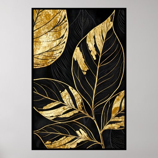 Tijdloos zwart en goudblad poster (Voorkant)